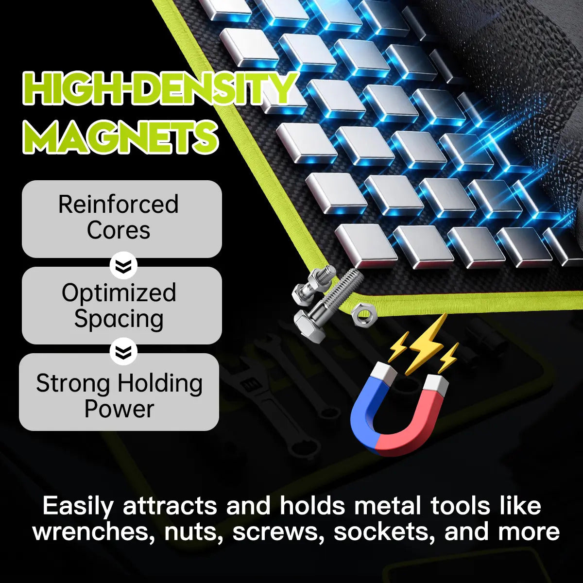 Magnetic Tool Mat Set - Flexible Non-Slip Tray for Garage Repairs