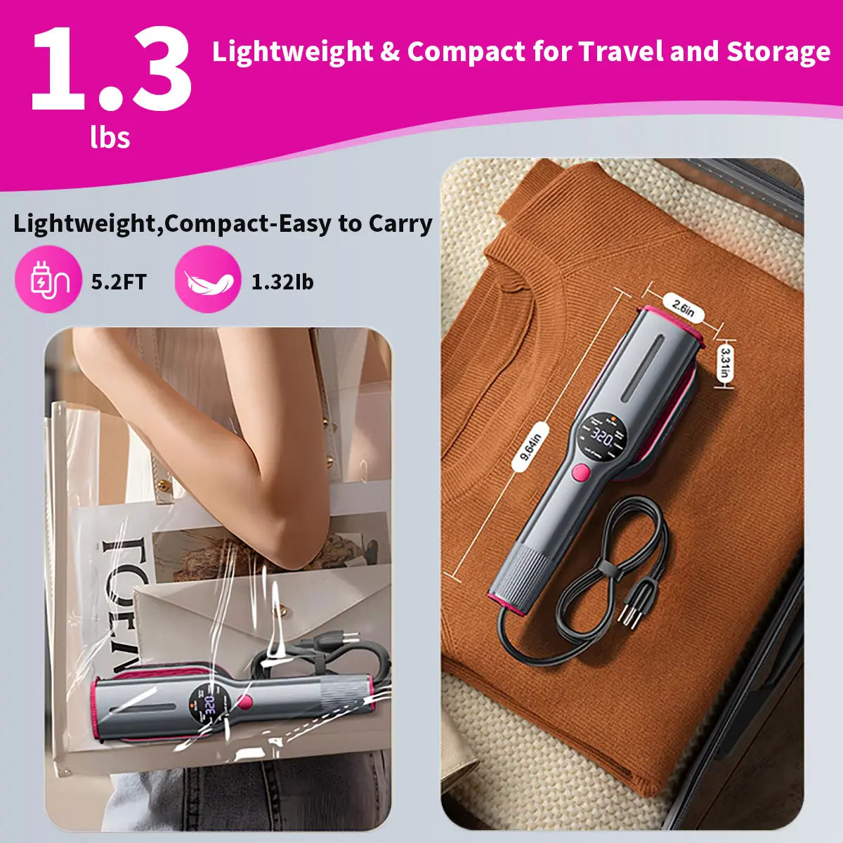 Portable Garment Steamer - 15s Fast Heating & LED Display