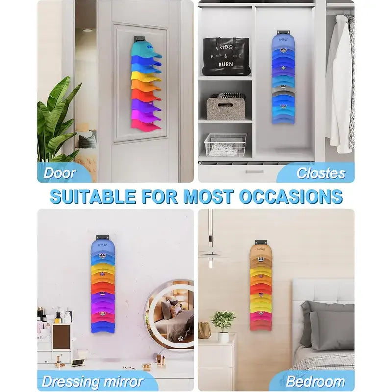 Wall Mounted Baseball Cap Rack - 2 Pack Hat Organizer for 18 Caps