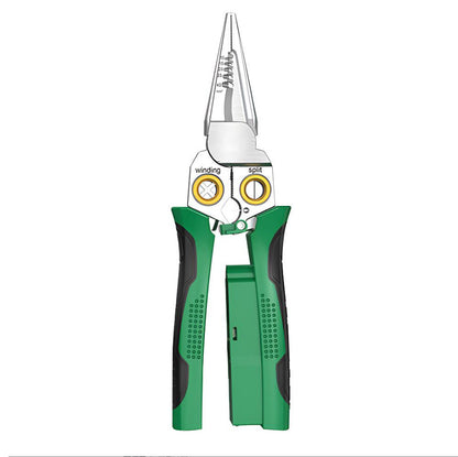 8-in-1 Green Wire Stripper Pliers with Voltage Tester