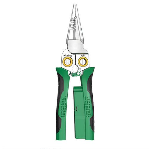 8-in-1 Green Wire Stripper Pliers with Voltage Tester
