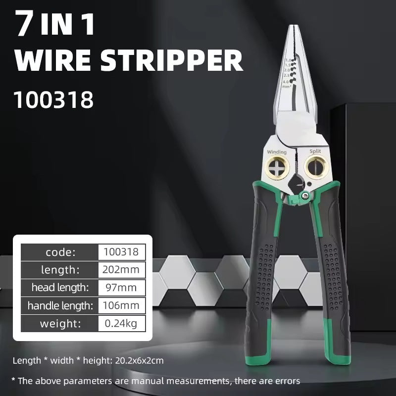 8-in-1 Green Wire Stripper Pliers with Voltage Tester
