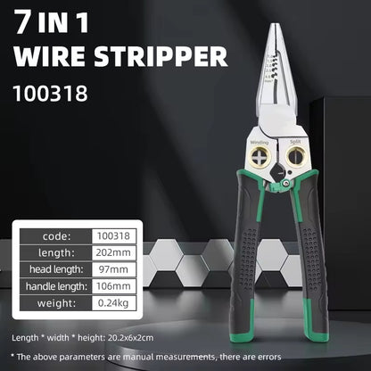 8-in-1 Green Wire Stripper Pliers with Voltage Tester