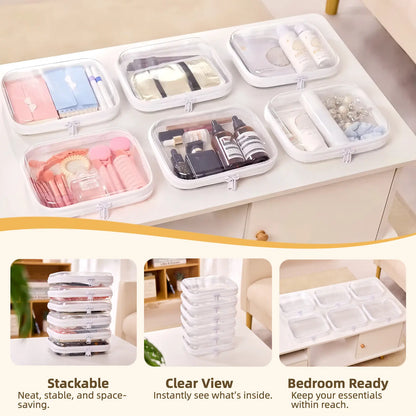 Clear Hard Zipper Storage Case 4-Piece Set for Toiletries and Accessories