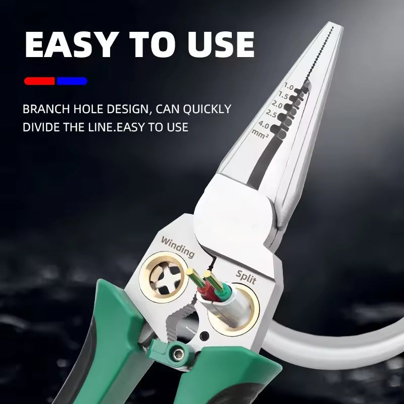 8-in-1 Green Wire Stripper Pliers with Voltage Tester