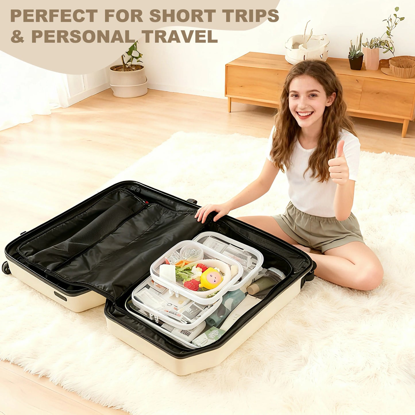 Clear Hard Zipper Storage Case 4-Piece Set for Toiletries and Accessories