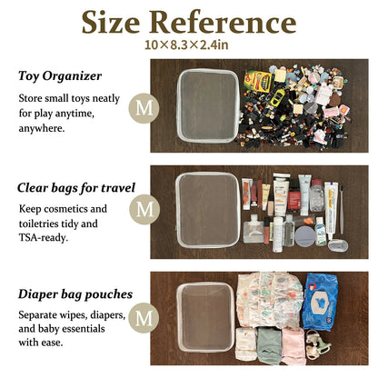 Clear Hard Zipper Storage Case 4-Piece Set for Toiletries and Accessories