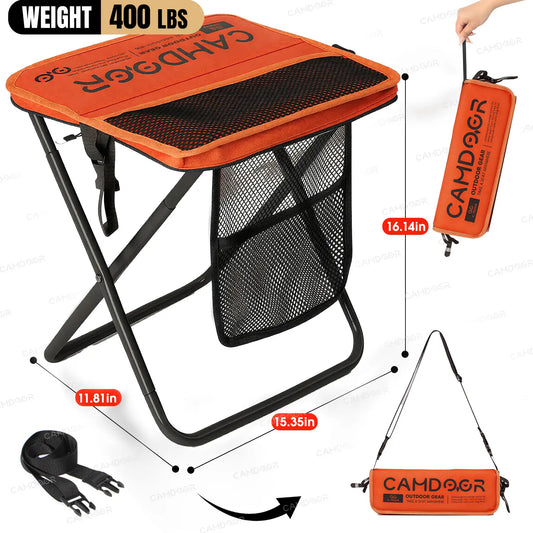 400 lb Portable Folding Camping Stool with Side Pockets