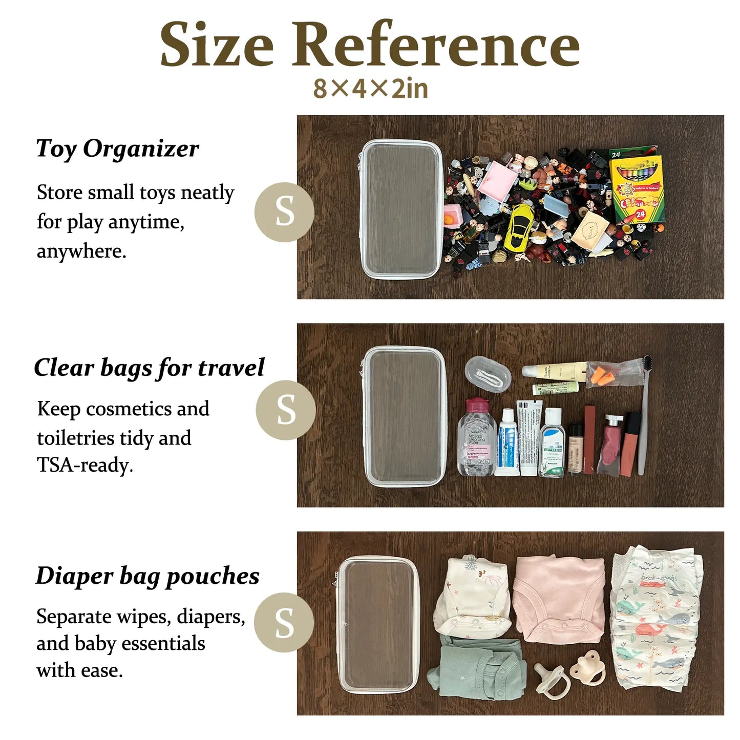 Clear Hard Zipper Storage Case 4-Piece Set for Toiletries and Accessories