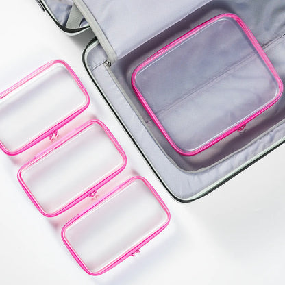 Clear Hard Zipper Storage Case 4-Piece Set for Toiletries and Accessories