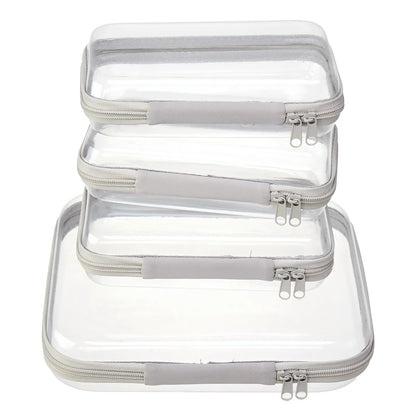 Clear Hard Zipper Storage Case 4-Piece Set for Toiletries and Accessories
