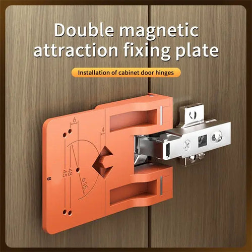 Magnetic Cabinet Door Hinge Installation Jig, 2-Piece Set with Drill Bit