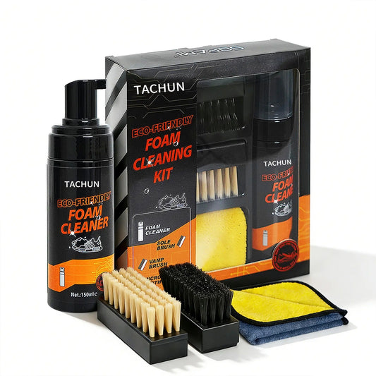 Eco-Friendly Foam Shoe Cleaning Kit 150ml with Dual Brushes