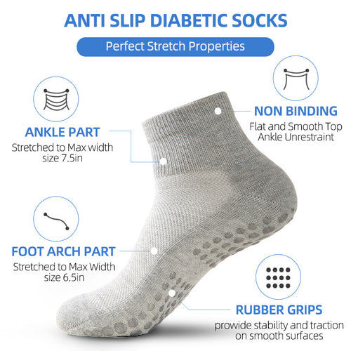 Seamless Non-Binding Ankle Grip Socks, Breathable Assorted Colors