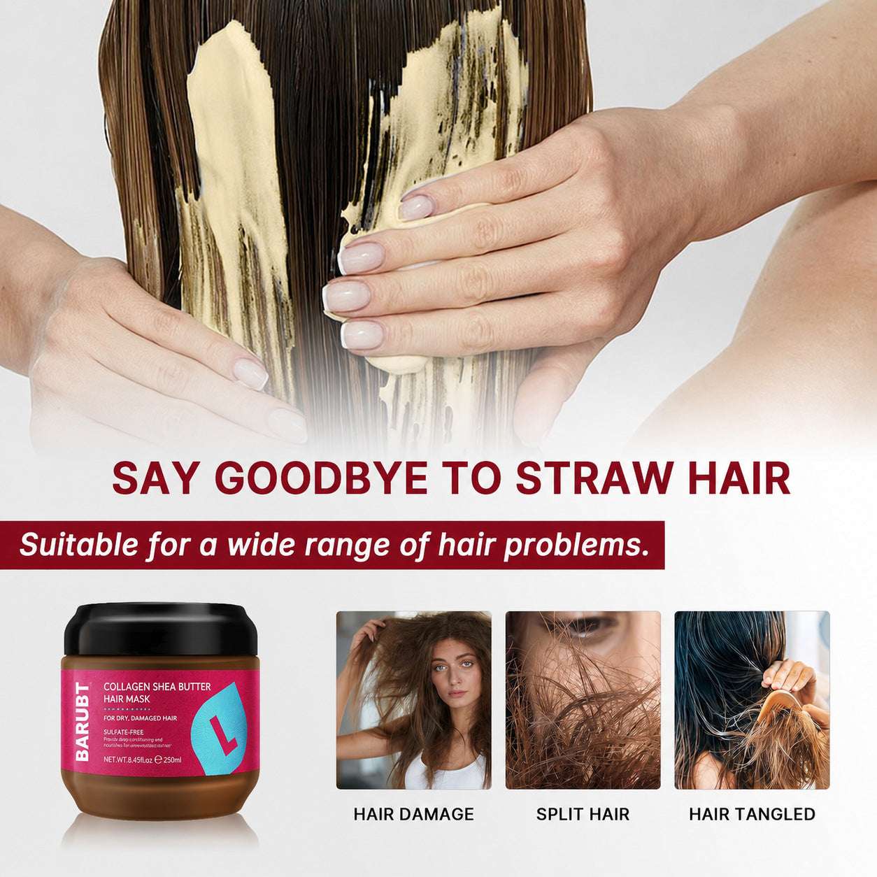 BARUBT Collagen Shea Butter Hair Mask, 250ml / 8.45 fl oz