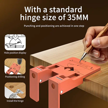 Magnetic Cabinet Door Hinge Installation Jig, 2-Piece Set with Drill Bit