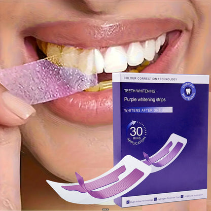 Purple Teeth Whitening Strips, 14 Strips per Box, 30-Minute Use