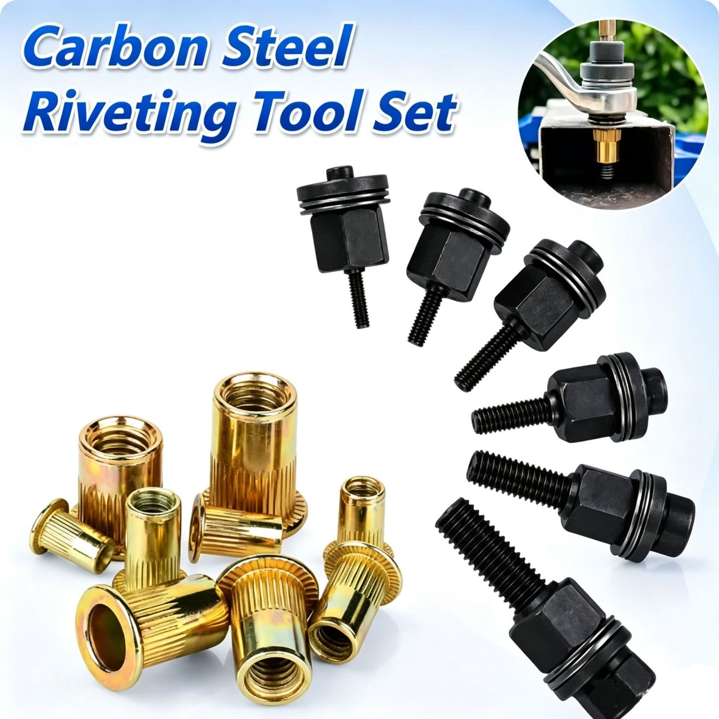 10 pcs Rivet Nut Tool Kit with Mandrels and Rivet Nuts