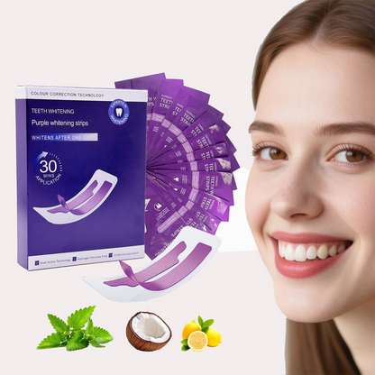 Purple Teeth Whitening Strips, 14 Strips per Box, 30-Minute Use