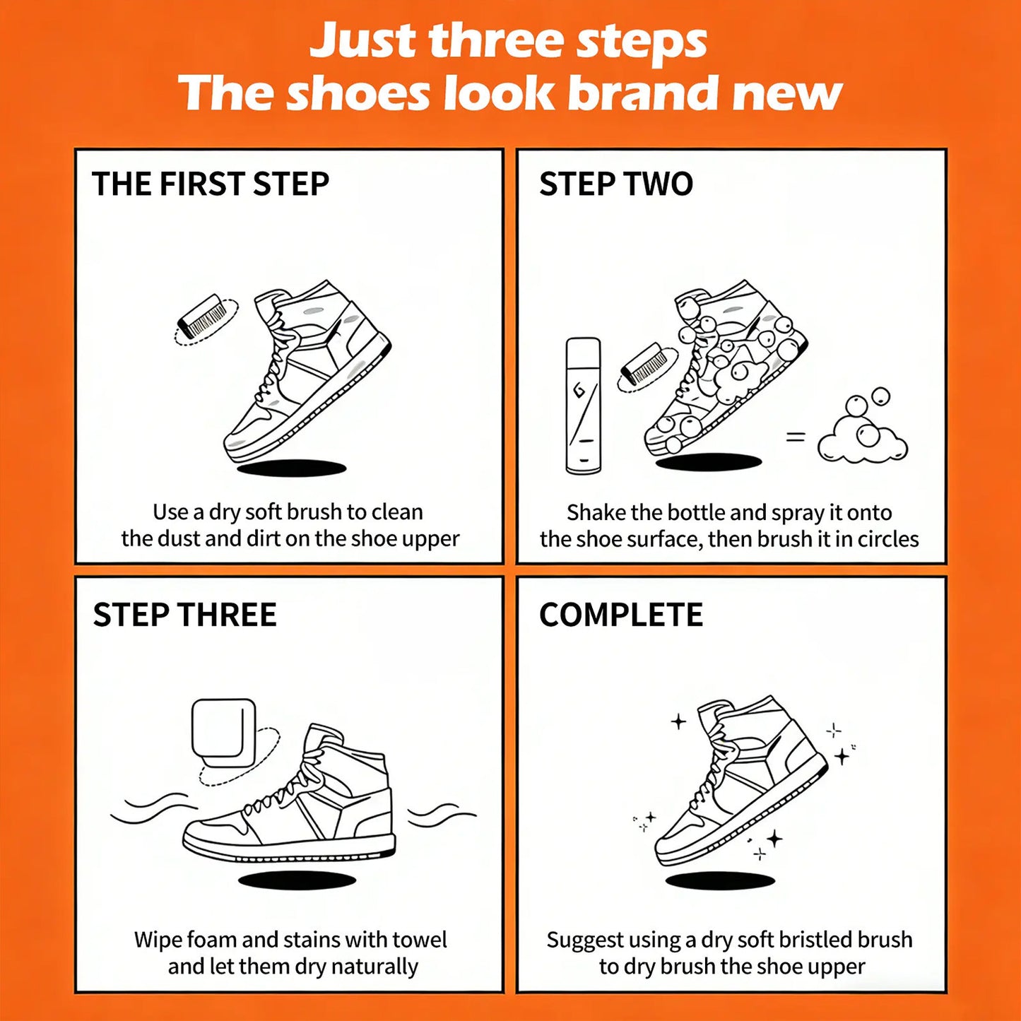 Eco-Friendly Foam Shoe Cleaning Kit 150ml with Dual Brushes