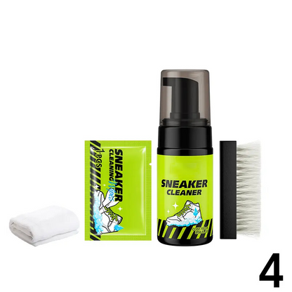 4-Piece Sneaker Cleaning Kit with Foam Cleaner, Brush, Towel & Wipe