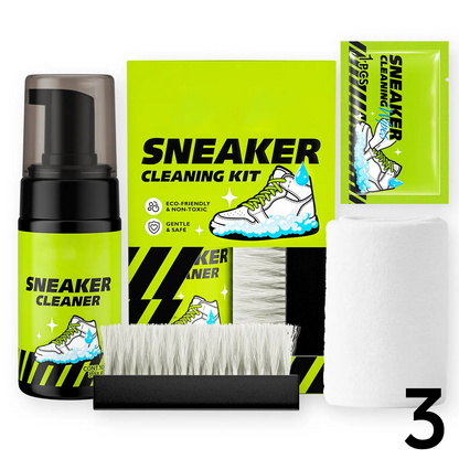 4-Piece Sneaker Cleaning Kit with Foam Cleaner, Brush, Towel & Wipe