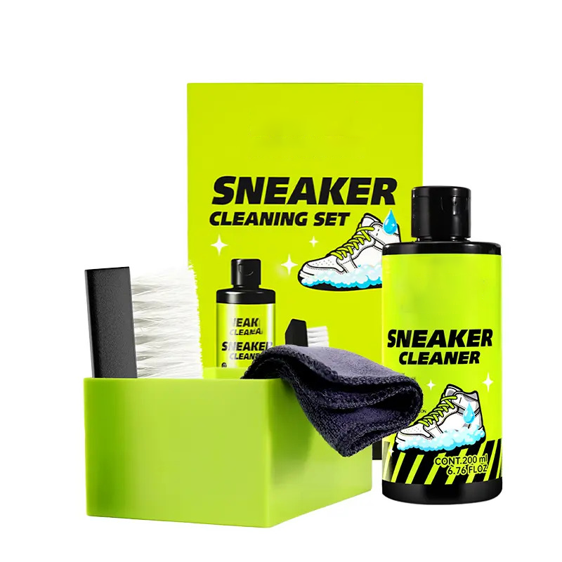 4-Piece Sneaker Cleaning Kit with Foam Cleaner, Brush, Towel & Wipe