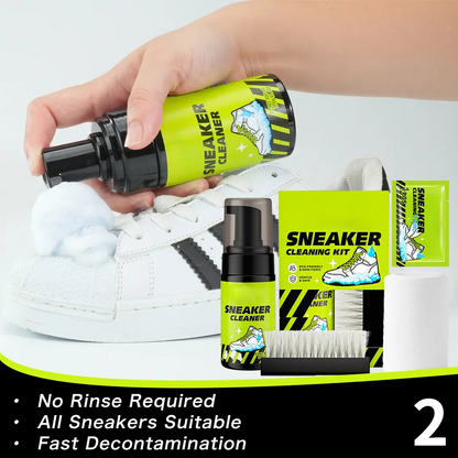 4-Piece Sneaker Cleaning Kit with Foam Cleaner, Brush, Towel & Wipe