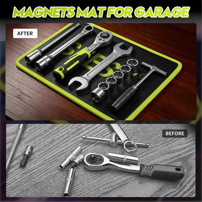 Magnetic Tool Mat Set - Flexible Non-Slip Tray for Garage Repairs