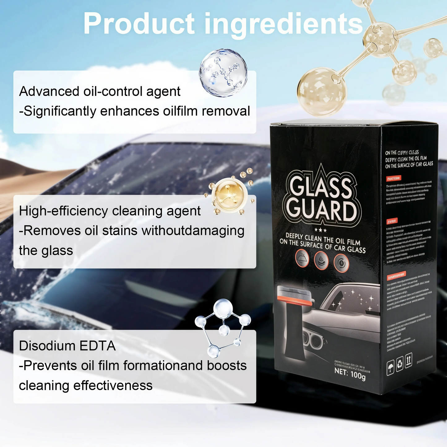 Car Glass Oil Film Cleaner Cream - 100g Windshield Degreaser