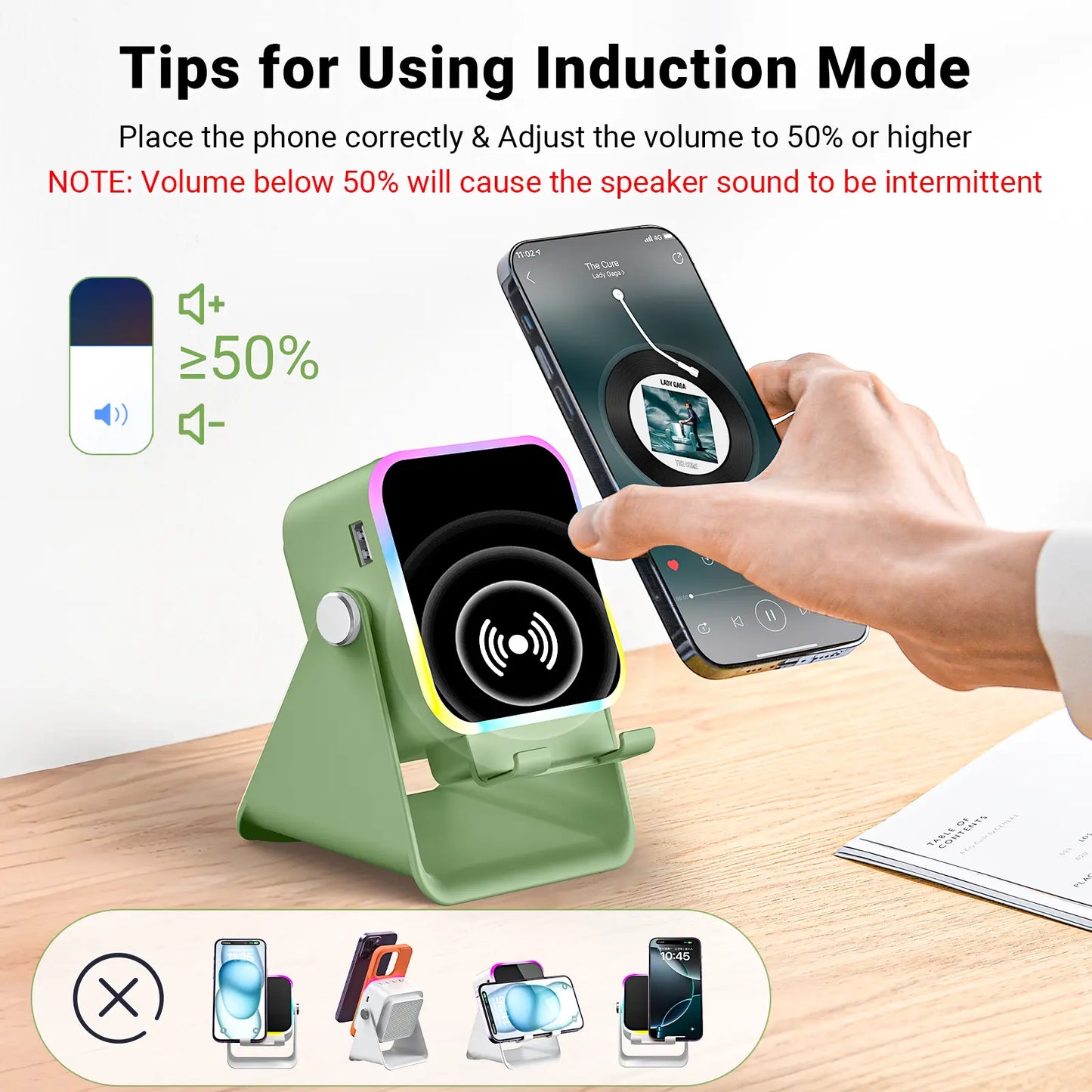 SoundSurge™ 5-in-1 Wireless Induction Speaker Stand & Power Bank