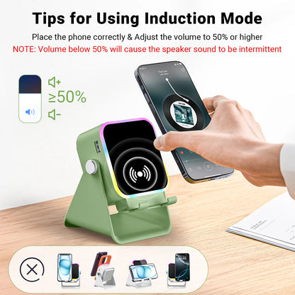 SoundSurge™ 5-in-1 Wireless Induction Speaker Stand & Power Bank