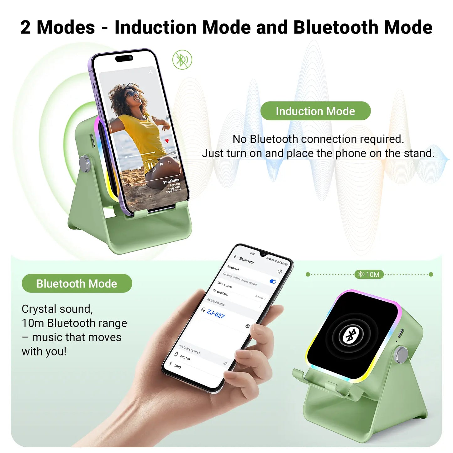 SoundSurge™ 5-in-1 Wireless Induction Speaker Stand & Power Bank