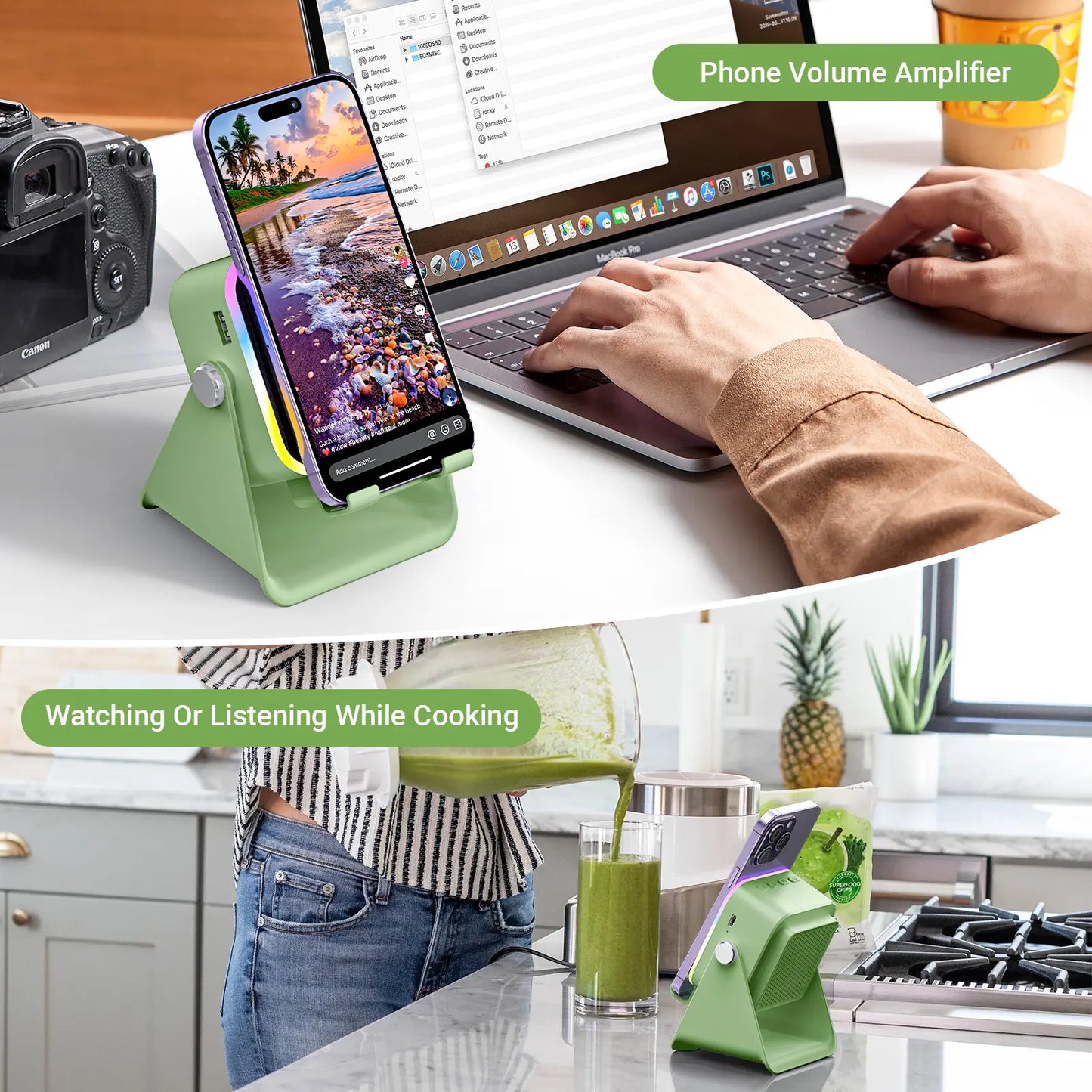 SoundSurge™ 5-in-1 Wireless Induction Speaker Stand & Power Bank