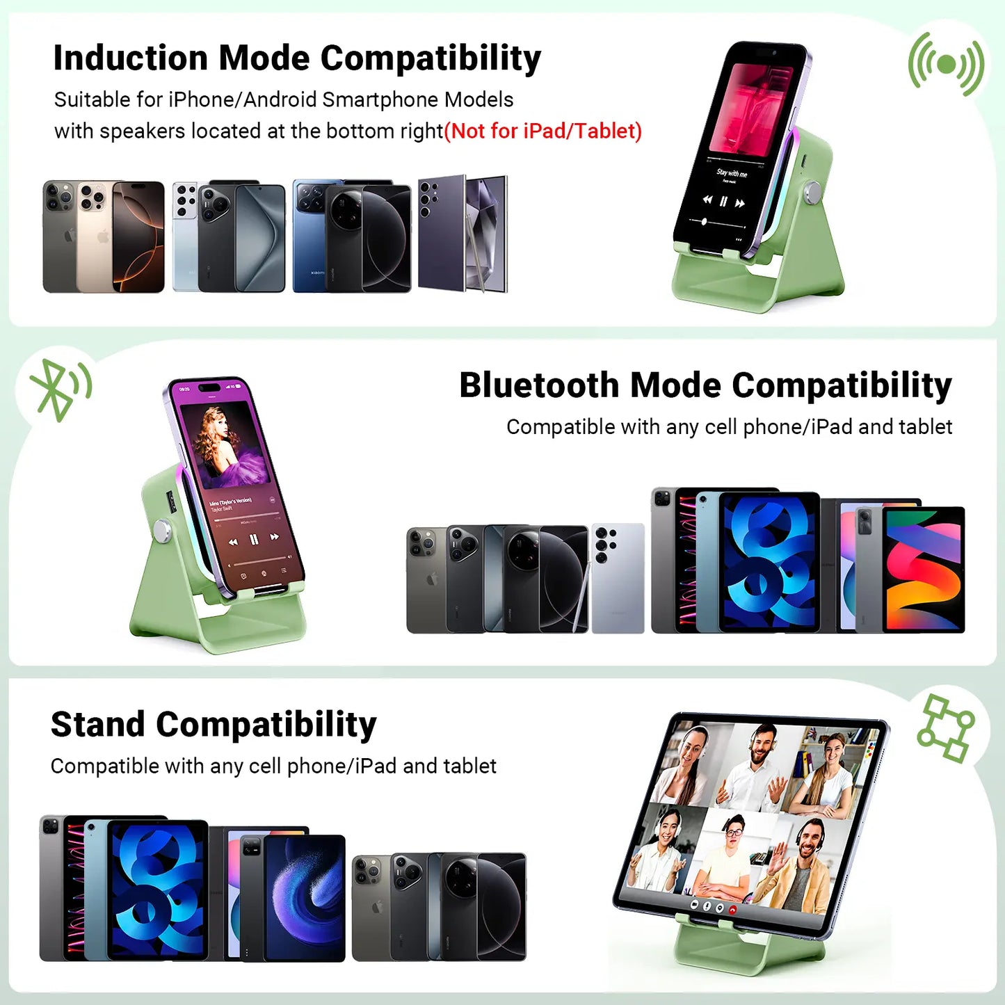 SoundSurge™ 5-in-1 Wireless Induction Speaker Stand & Power Bank