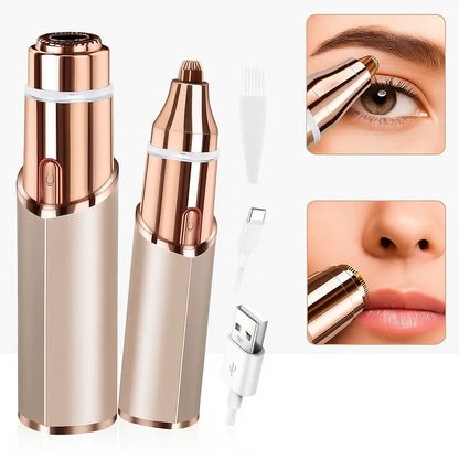 2-in-1 Painless Facial & Eyebrow Trimmer - Rechargeable Hair Remover