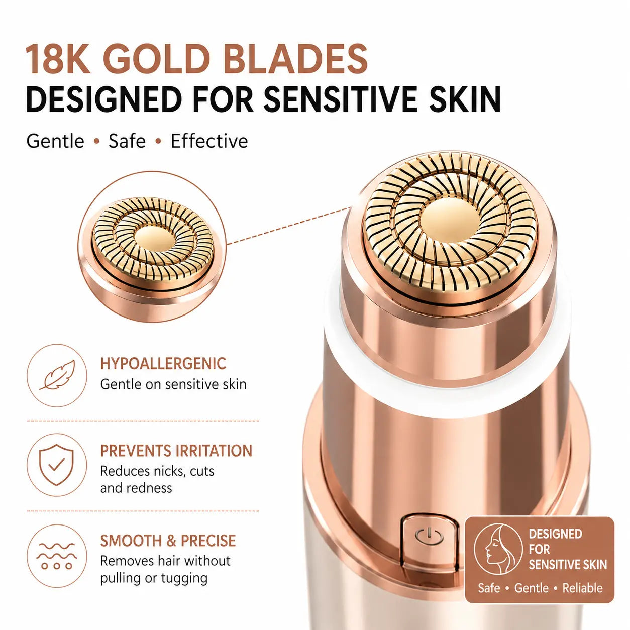 2-in-1 Painless Facial & Eyebrow Trimmer - Rechargeable Hair Remover