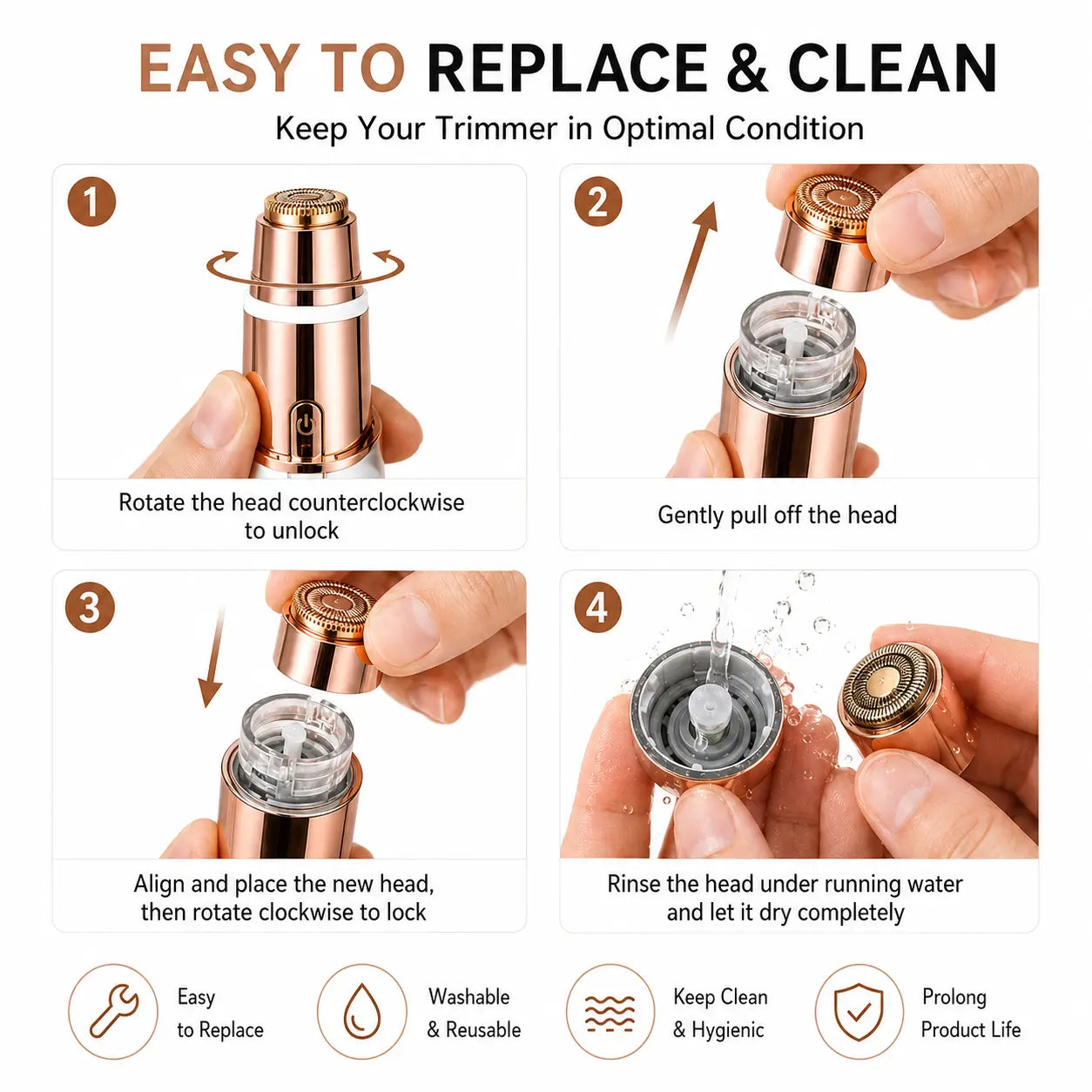 2-in-1 Painless Facial & Eyebrow Trimmer - Rechargeable Hair Remover