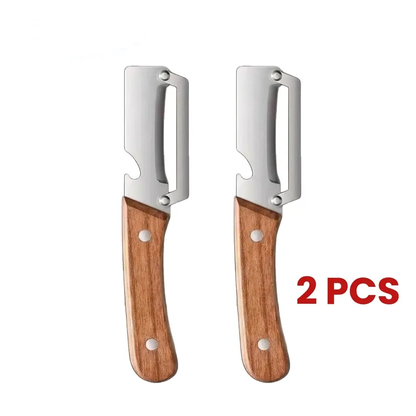 Wooden-Handled Stainless Steel Vegetable Peeler with Bottle Opener