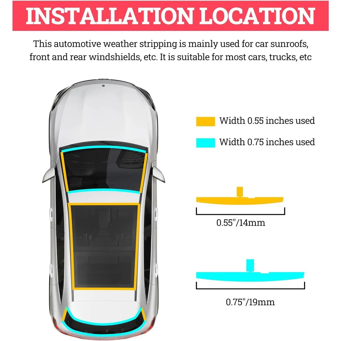 Universal T-Shape Car Windshield Rubber Sealing Strip - Soundproof & Waterproof