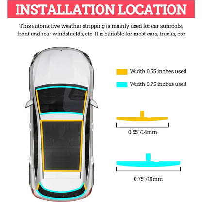 Universal T-Shape Car Windshield Rubber Sealing Strip - Soundproof & Waterproof