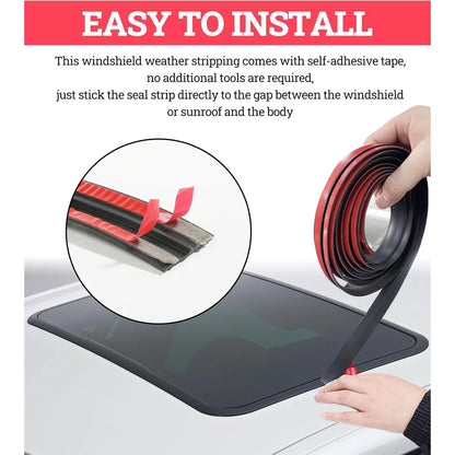 Universal T-Shape Car Windshield Rubber Sealing Strip - Soundproof & Waterproof