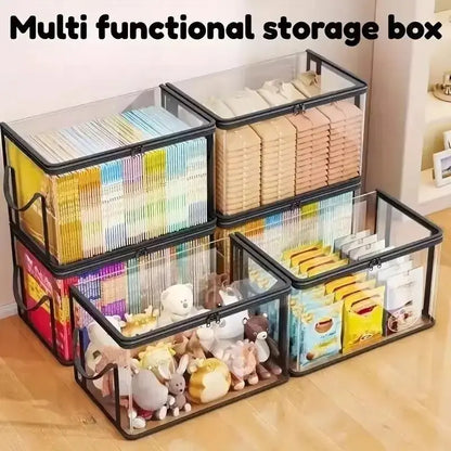 Heavy-Duty Clear PVC Storage Box with Hinged Lid - Foldable Organizer Bin