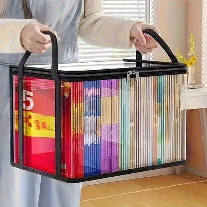 Heavy-Duty Clear PVC Storage Box with Hinged Lid - Foldable Organizer Bin
