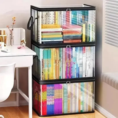 Heavy-Duty Clear PVC Storage Box with Hinged Lid - Foldable Organizer Bin
