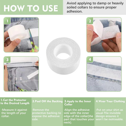 Disposable Sweat-Absorbing Collar Protector Pads - Anti-Stain Shirt Neck Tape