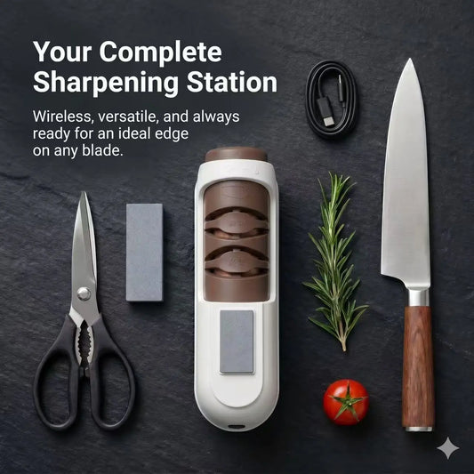 Multi-Stage Cordless Electric Knife Sharpener - USB-C Rechargeable with Scissors Slot