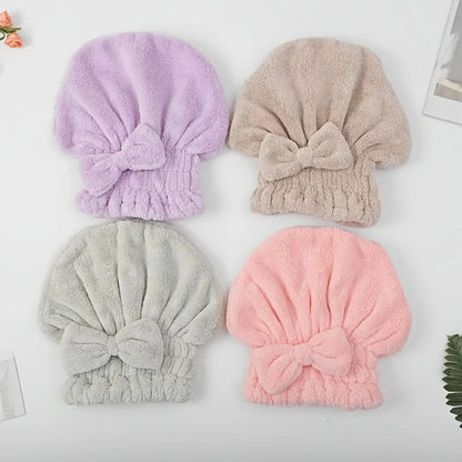 Ultra-Absorbent Thickened Coral Fleece Hair Drying Cap - Soft Fast-Dry Towel Wrap for Women