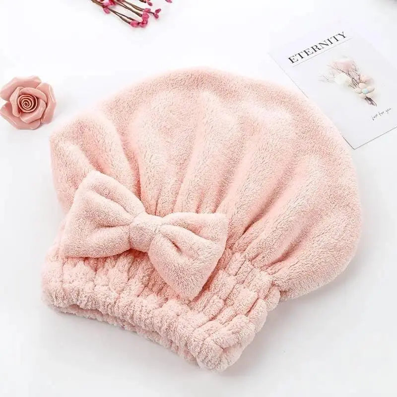 Ultra-Absorbent Thickened Coral Fleece Hair Drying Cap - Soft Fast-Dry Towel Wrap for Women