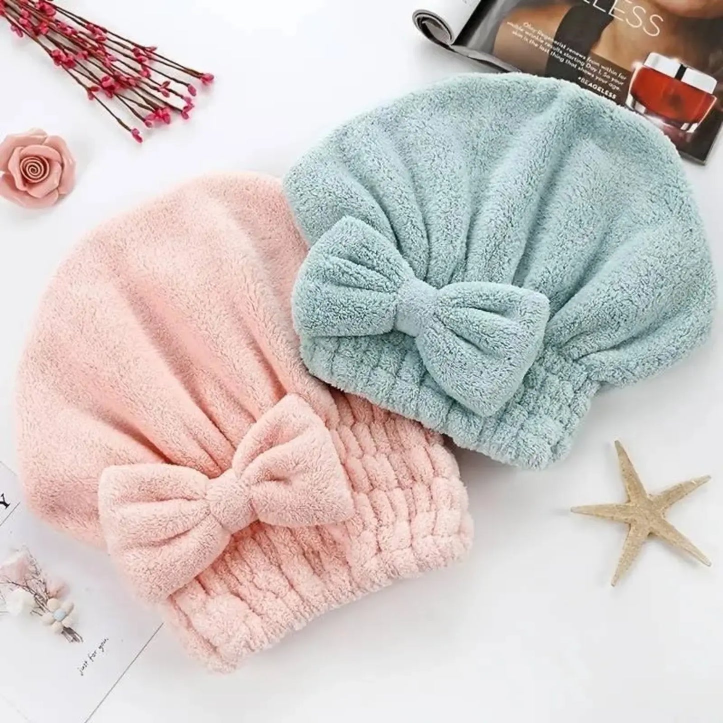 Ultra-Absorbent Thickened Coral Fleece Hair Drying Cap - Soft Fast-Dry Towel Wrap for Women